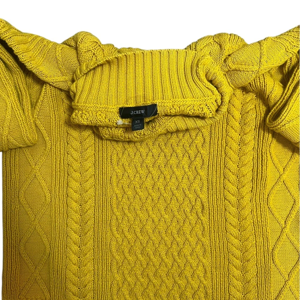 J. Crew oversized 100% cotton Mustard Cable Knit mockneck Sweater